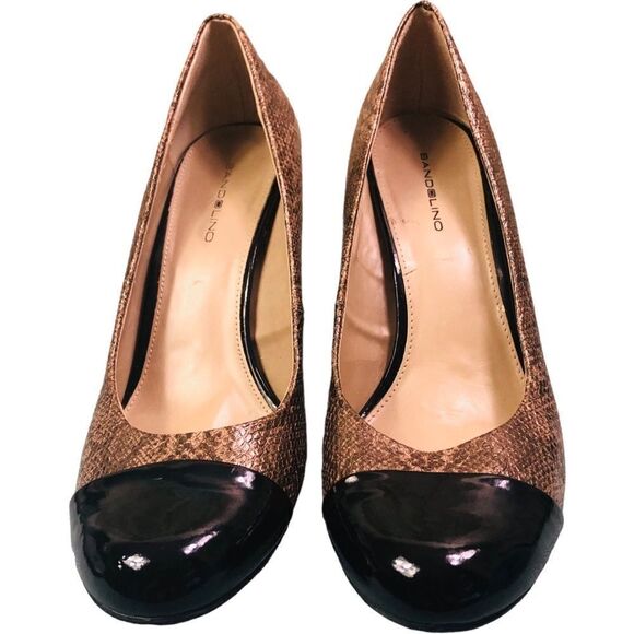 Bandolino Black Snakeskin Faux Patent Leather Heels - Picture 1 of 10